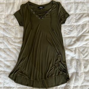Olive Green Lace Up Dress